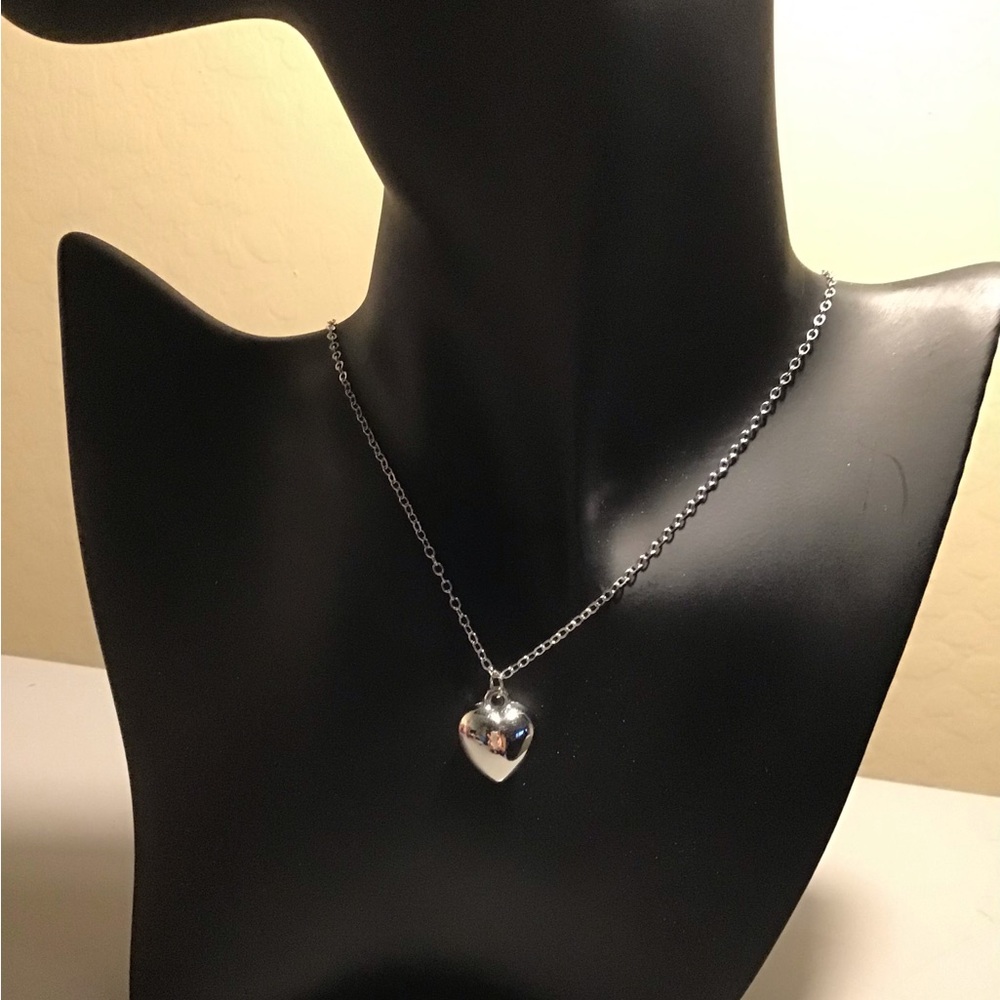 Silver Color Heart Pendant Necklace NIP